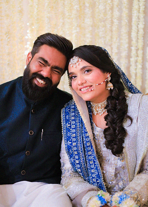 Bushra and Zaeem smiling together